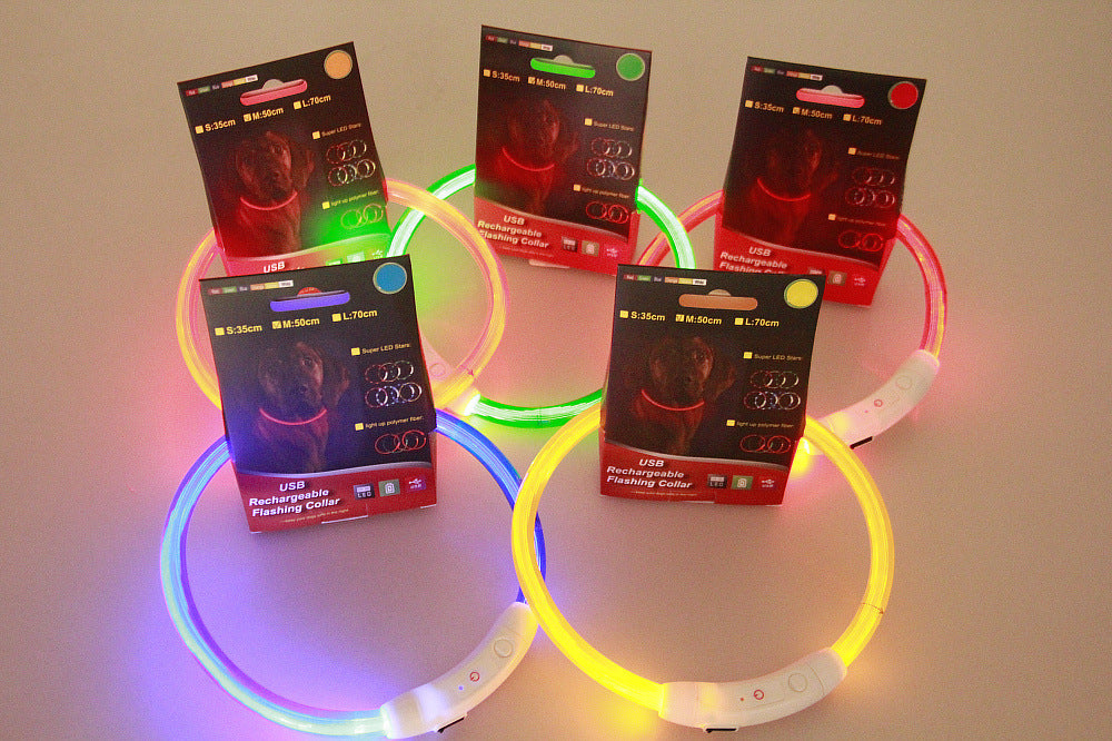 Pet Flashing Collar USB Rechargeable Glowing Necklace Safety Collar