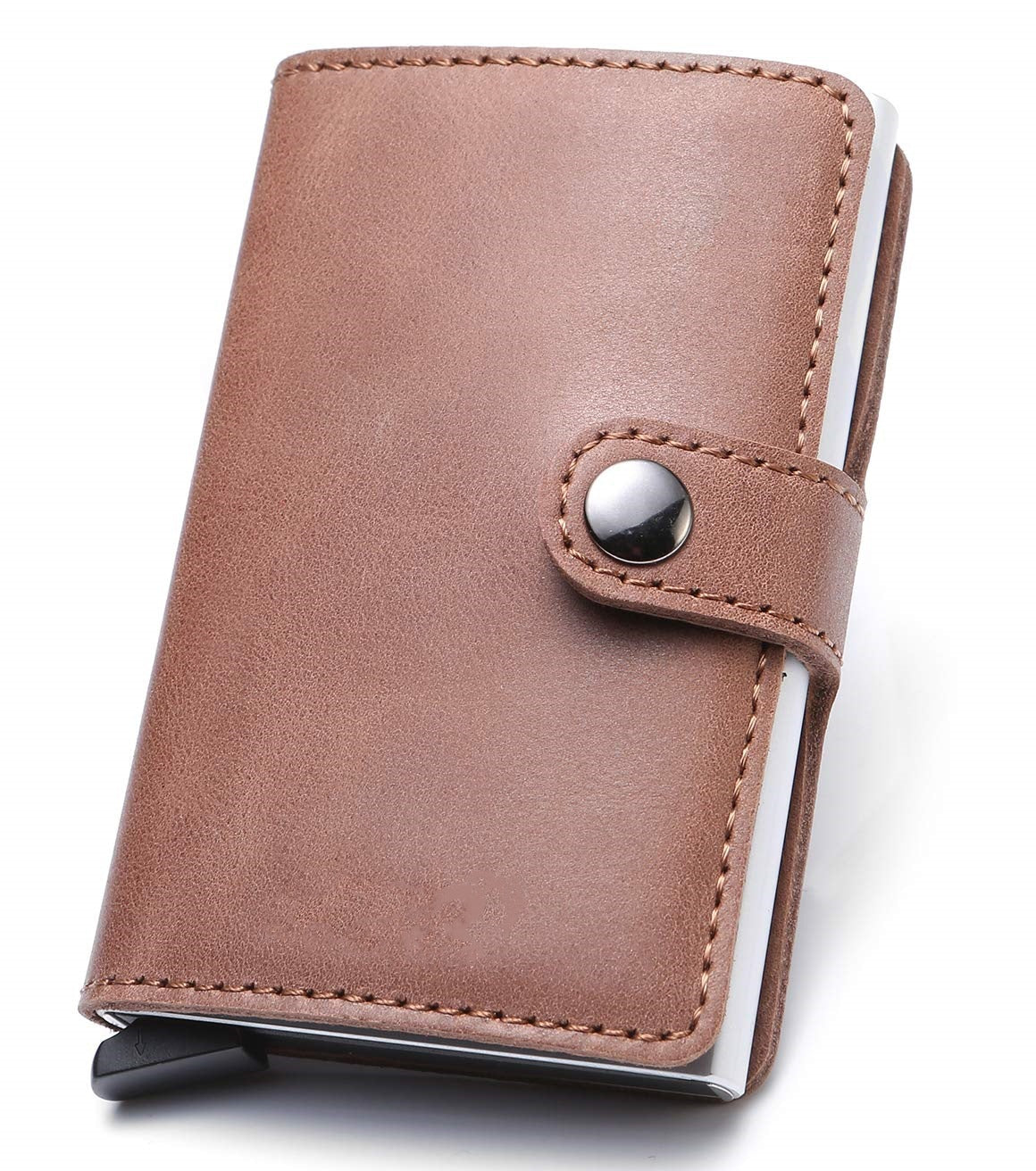 RFID Anti-theft Aluminum Alloy Leather Wallet