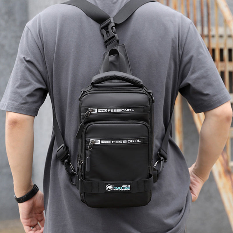 Multifunction Bags For Men Nylon Backpack Cross body Shoulder Bag With USB Charging Port